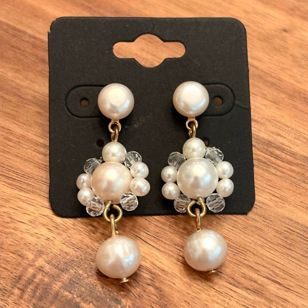 Freshwater Pearl and Crystal Beaded Earrings | 1 3/4” Length